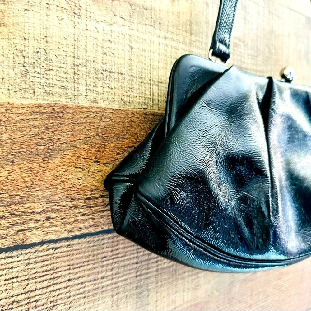 Hobo International Vintage Elegant Black Patent Leather Handbag